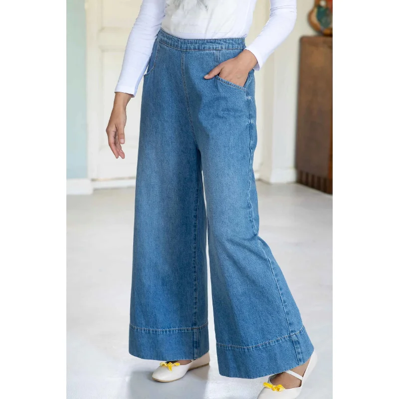 Lazybones Ollie Pant - Denim Relaxed High-Waist Trousers