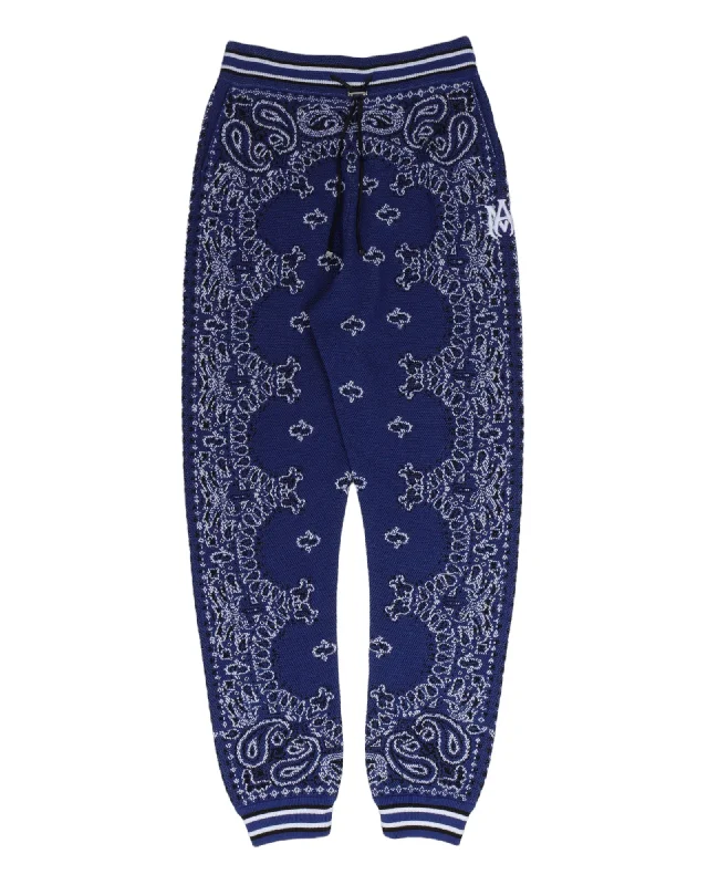 Blue Paisley Sweat Pant Fashionable Work Pants