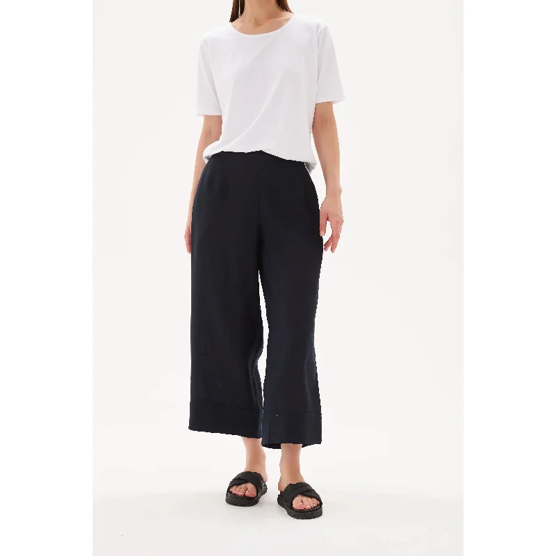 Tirelli Classic Linen Pant - Deep Navy Trendy Printed Pants