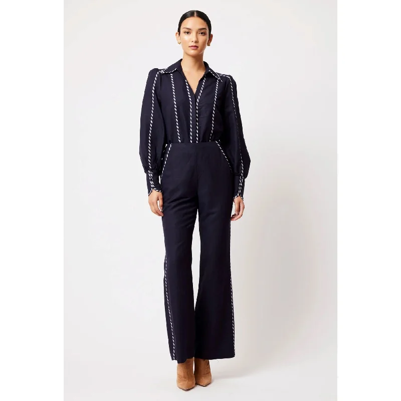 Once Was Ceres Linen Viscose Pant - Ink Formal Stretch Pants