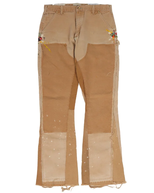 Paint Splatter Carpenter Flare Pants Casual Plaid Pants