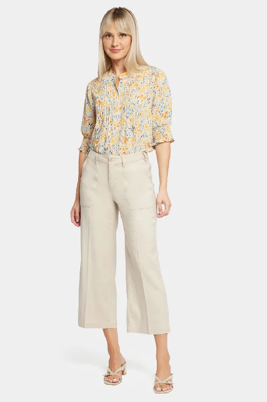 Wide Leg Cargo Capri Pants - Feather Classic Stretch Pants