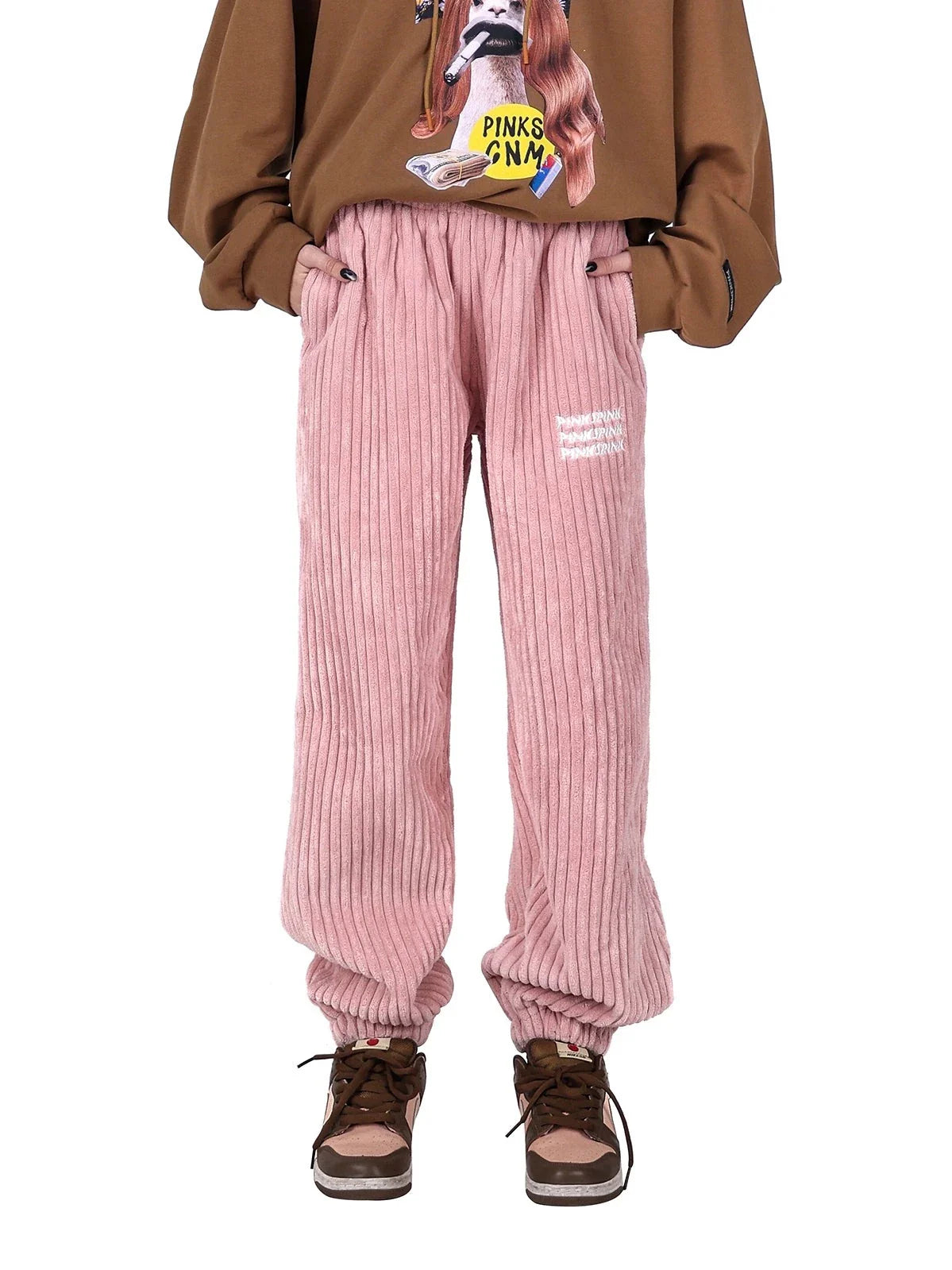 PINKSPINK Cozy Ribbed Lounge Pants - Dusty Pink Lightweight Jogger Pants