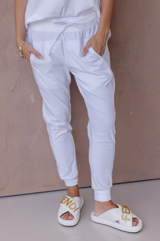 JOEY Pants White High-Waist Jogger Pants