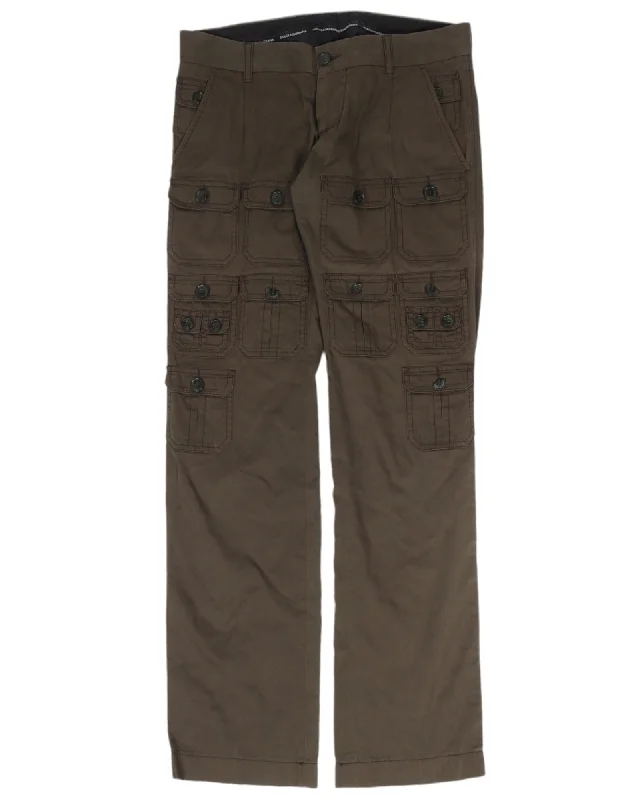 2008 Silk-Blend Cargo Pants Stylish Paperbag Waist Pants