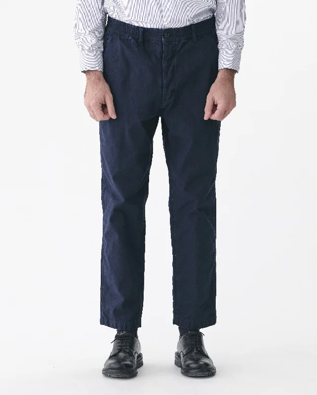 BACK SATIN TAPERED PANTS / NAVY Comfortable Denim Pants