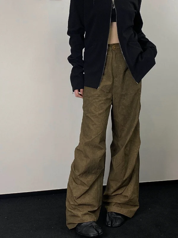 Wide Leg Pants In Classic Vintage Style Cozy Full-Length Pants
