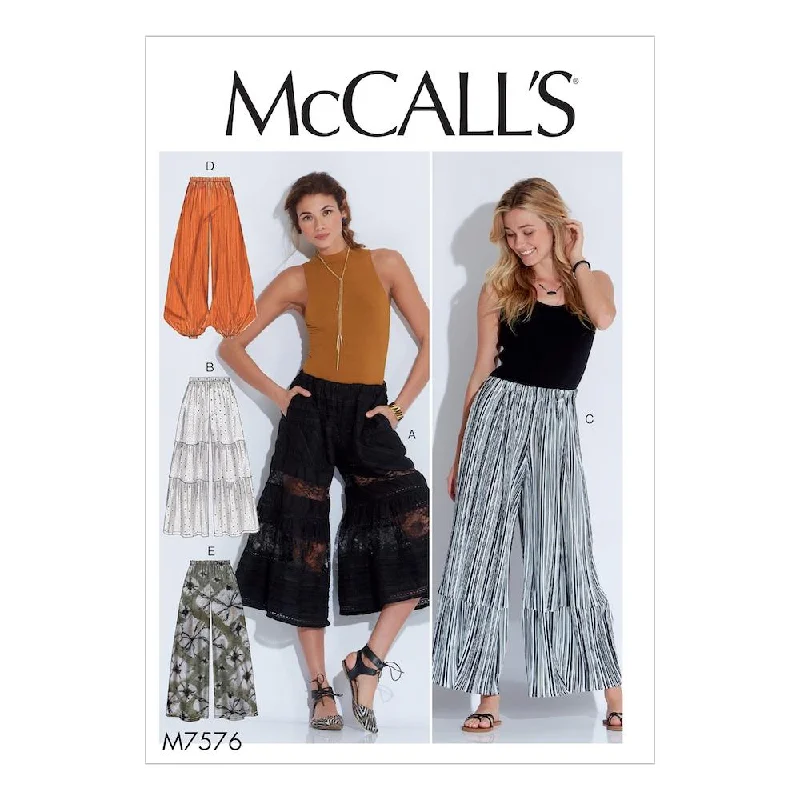 McCall's Pattern M7576 Misses' Elastic-Waist Loose Pants Casual Sweatpants Style
