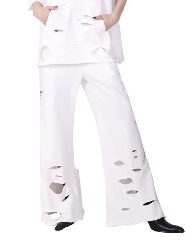 PINKSPINK Gothic Distressed Wide-Leg Pants High-Waist Jeans