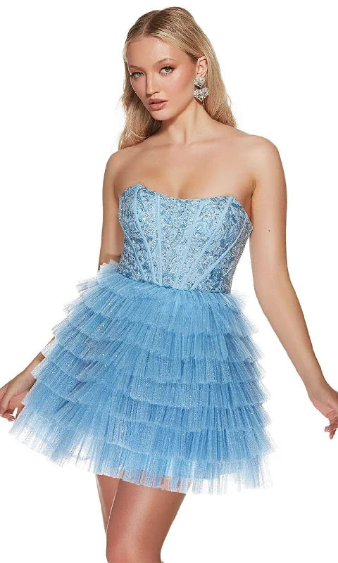 Alyce Paris 3767 - Ruffled Skirt Scoop Neck Cocktail Dress