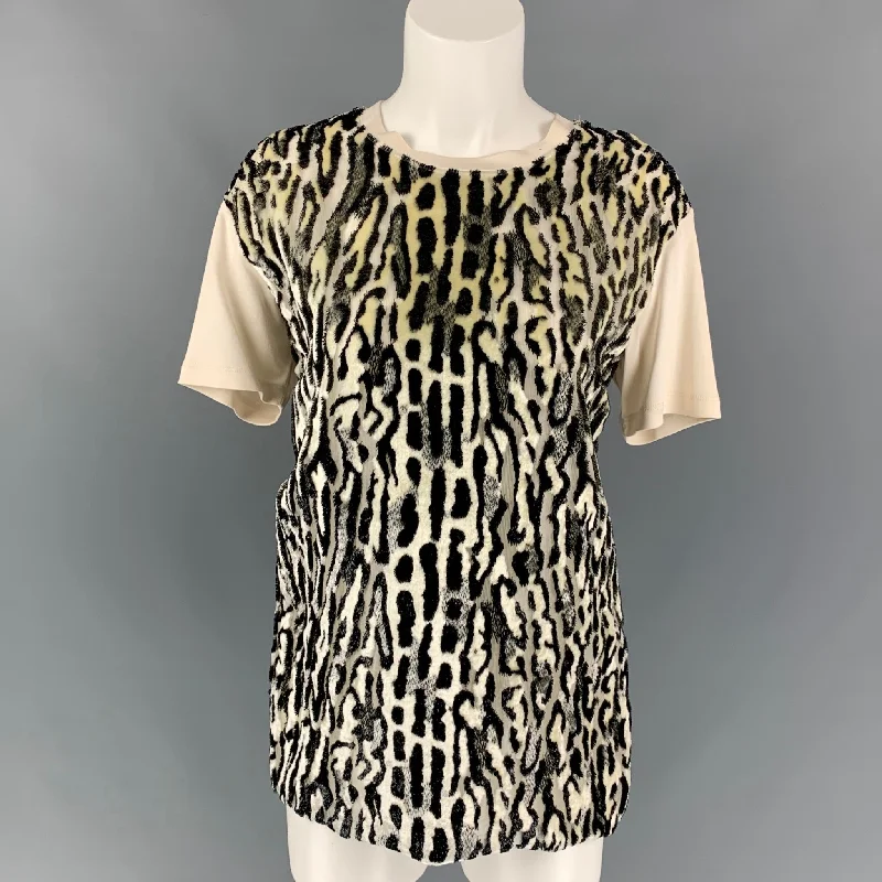 GIAMBATTISTA VALLI Size XS Black & White Silk Animal Print Dress Top