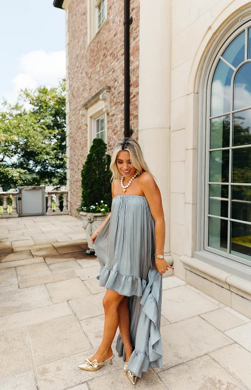 Here We Go High Low Dress - Silver Grey