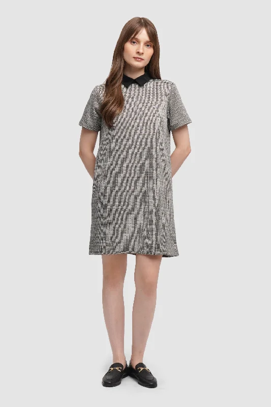 Houndstooth Collared Dress
