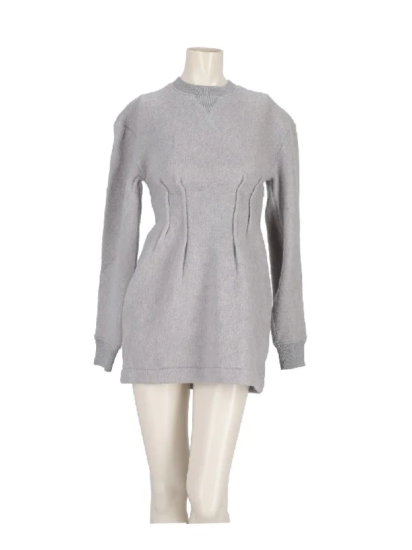 textured long-sleeve hourglass dress