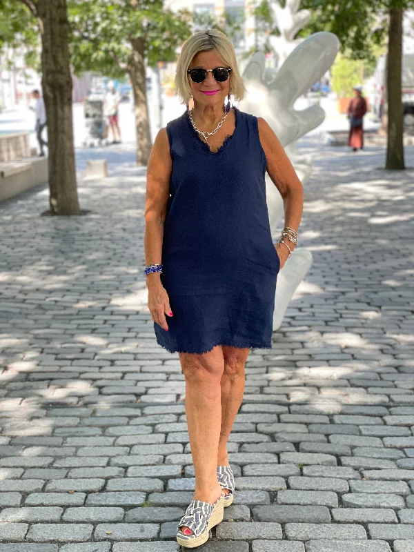LULU-B NAVY LINEN DRESS