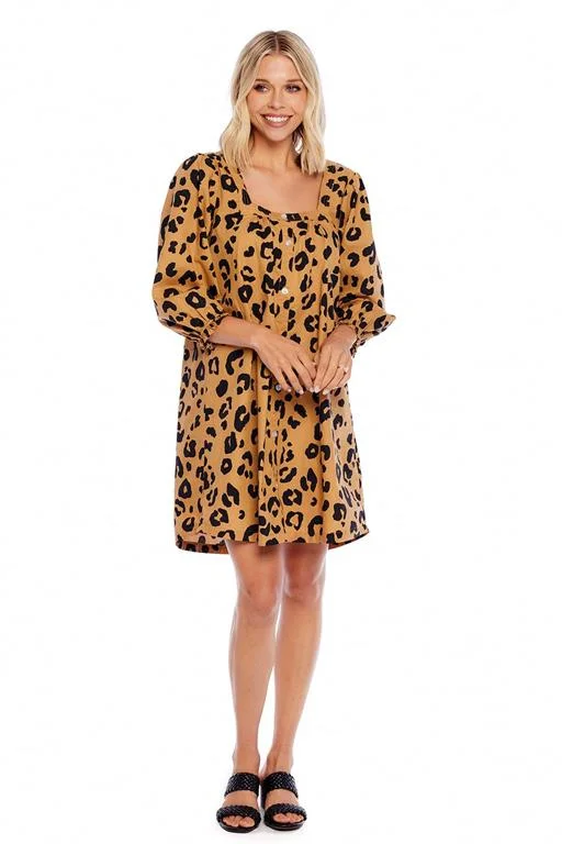 MUD PIE TAN LEOPARD ATLANTA SWING DRESS