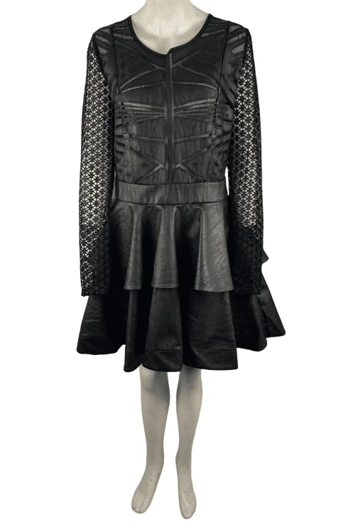 Unbranded women's black PU and lace dress size L