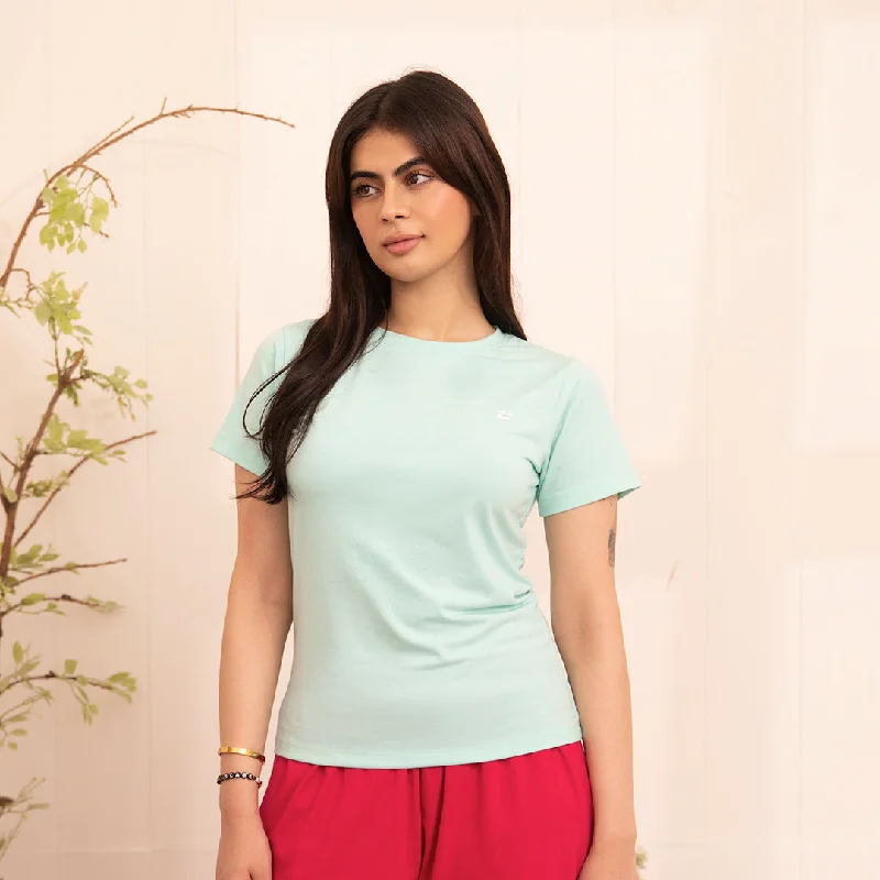 24/7 Women's T-shirt - Sea green Polka Dot Checkered Tartan