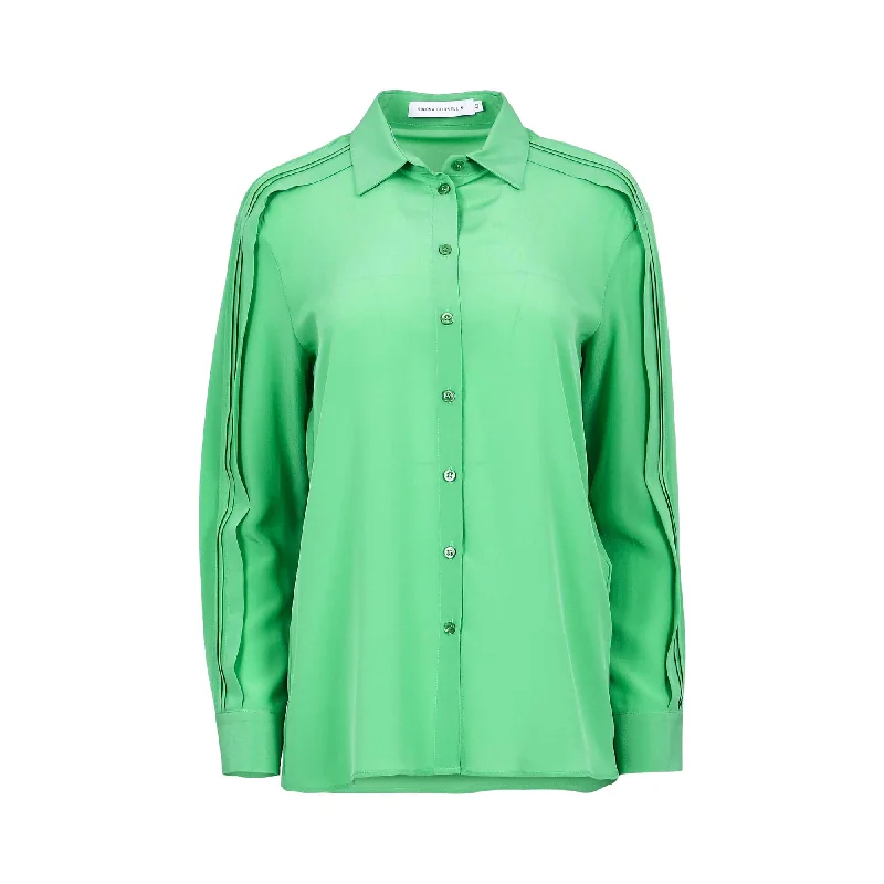 Simona Corsellini Women's Green Shirt Chenille Fabric Brocade Fabric Lace Fabric
