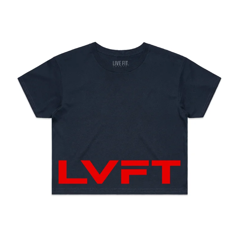 American Crop Tee - Navy/Red Wool Fabric Cashmere Fabric Tweed Fabric