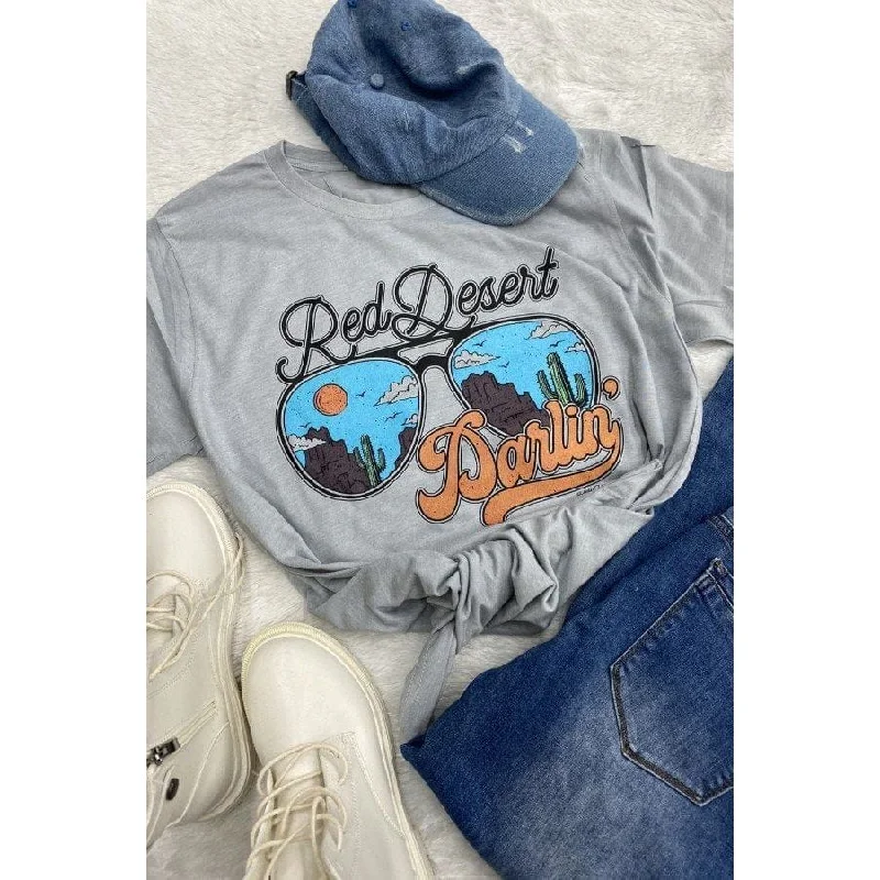 Red Desert Darlin Tee Graphic T-Shirt Round Neck Polyester