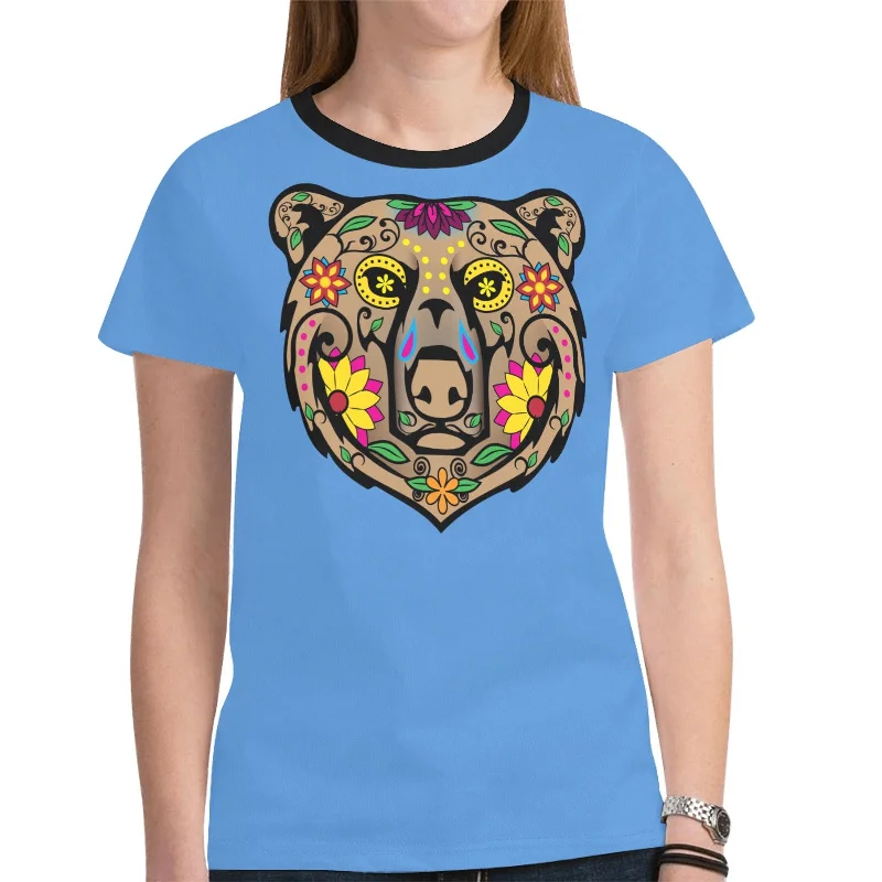 Bear Spirit Guide (Blue) T-shirt for Women Rayon Fabric Velvet Fabric Corduroy Fabric Bear Spirit Guide (Blue) T-shirt for Women Rayon Fabric Velvet Fabric Corduroy Fabric