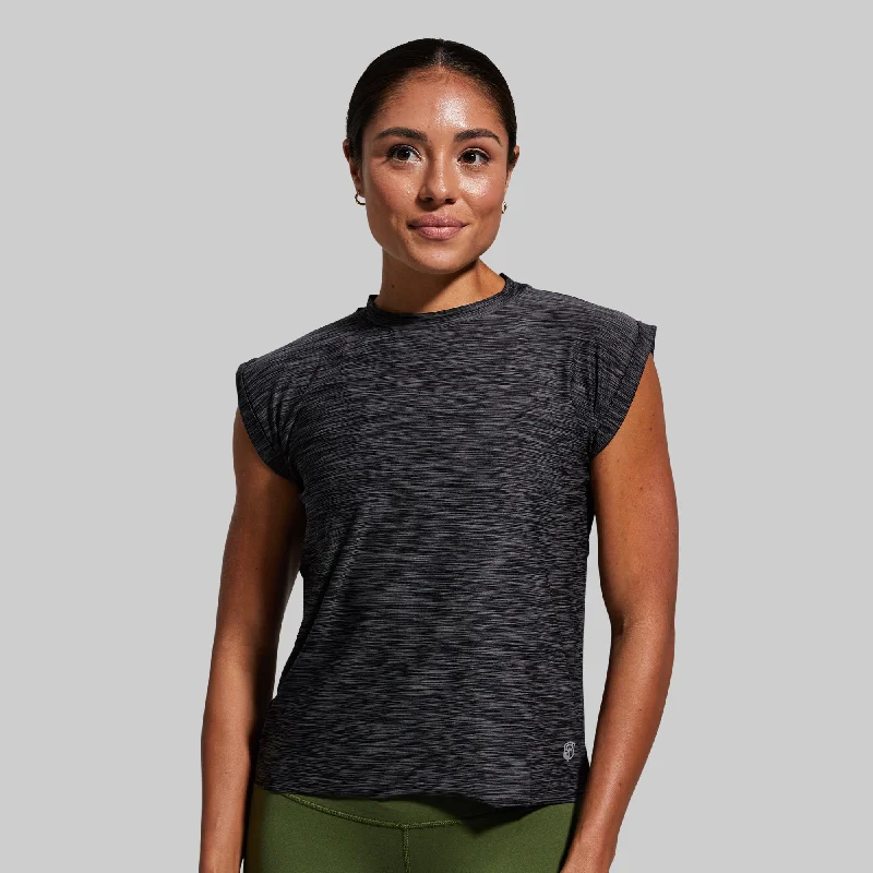Captivate Muscle Tee (Heather Black) Graphic Embroidered Appliqued