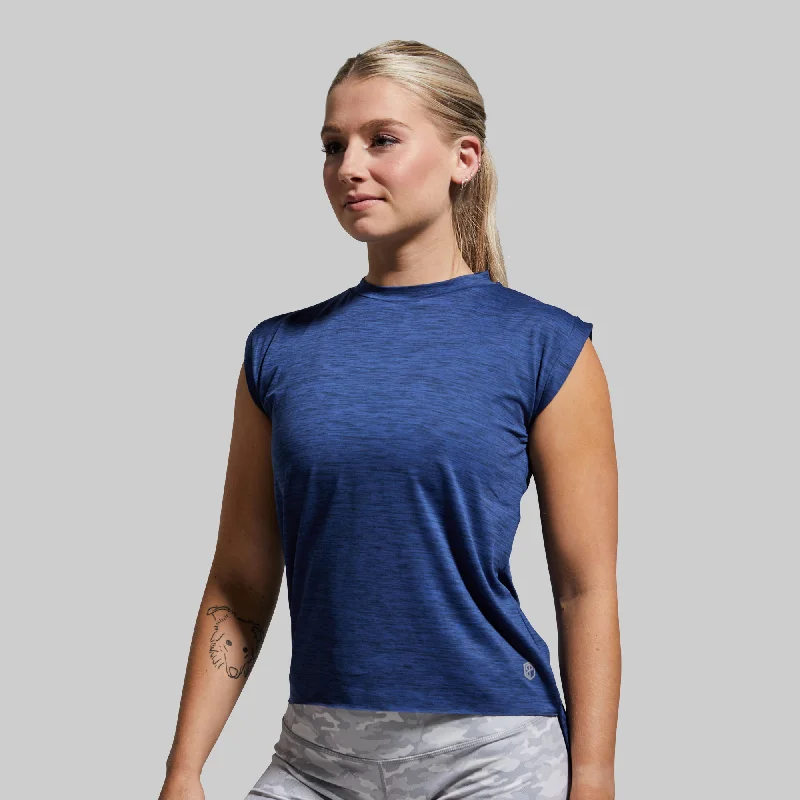 Captivate Muscle Tee (Navy) Lace Blend Ribbed Blend Corduroy Blend