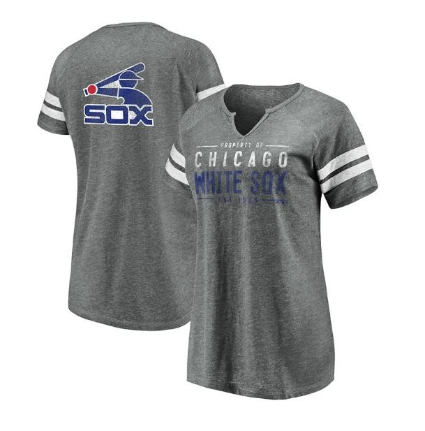 Chicago White Sox MLB Ladies Fanatics Traditional V-Neck Cooperstown T-shirt Zippered Front Buttoned Front Snap Front Chicago White Sox MLB Ladies Fanatics Traditional V-Neck Cooperstown T-shirt Zippered Front Buttoned Front Snap Front