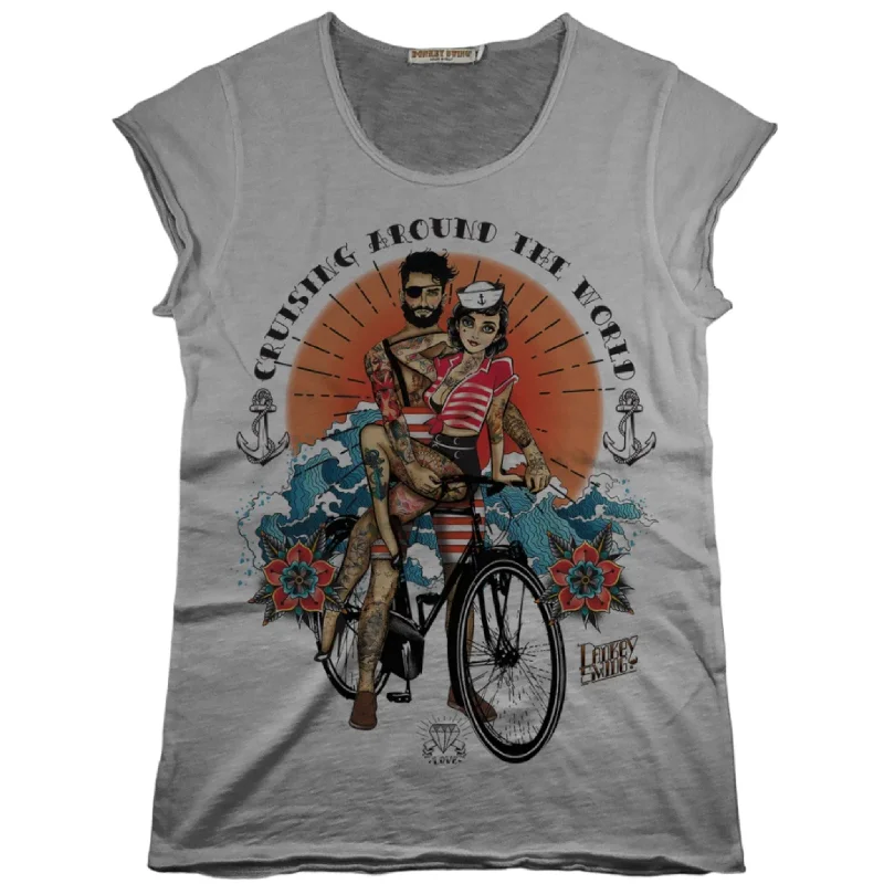 Vintabros Cruising the World Cotton Women T-shirt Raw Cut Jersey Fabric Tulle Fabric Batik Fabric Vintabros Cruising the World Cotton Women T-shirt Raw Cut Jersey Fabric Tulle Fabric Batik Fabric