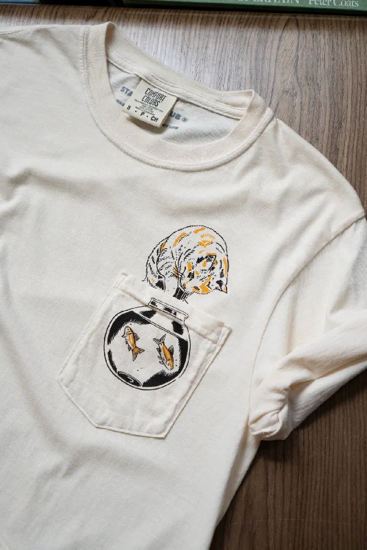 Fishbowl (Cream / White) Pocket Tee Striped Floral Plaid