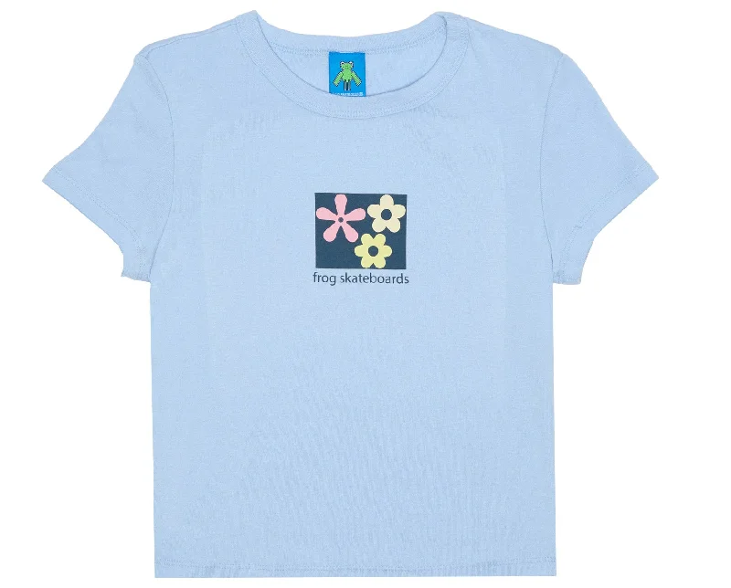 Frog - Flower Baby Crop Tee | Baby Blue Cashmere Blend Cotton Blend Poly Blend