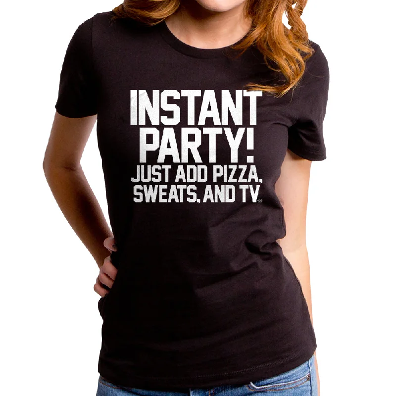 Instant Party Women's T-Shirt Beaded Sequined Faux Fur