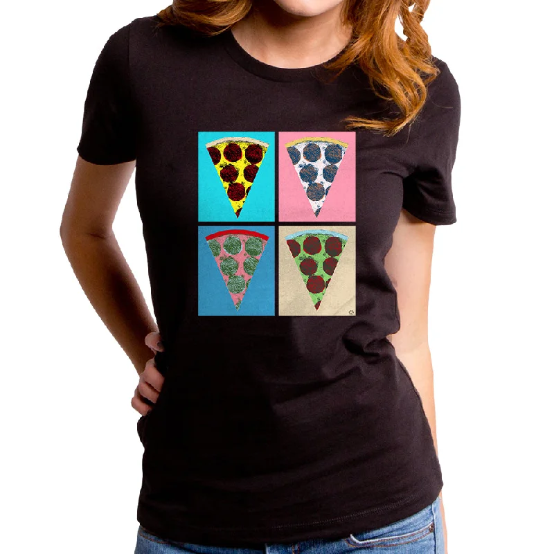 Pizza Art Women's T-Shirt Collared Crew Neck Turtle Neck