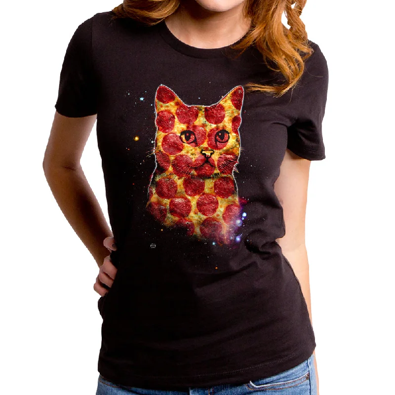 Pizza Cat in Space Women's T-Shirt Fleece Nylon Spandex