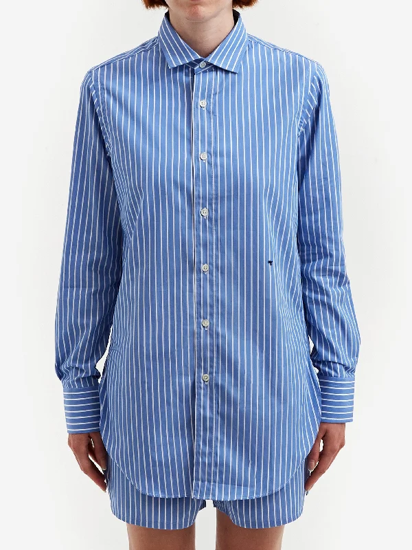 Hommegirls Classic Shirt - Classic Stripe Cotton Fabric Linen Fabric Terry Fabric