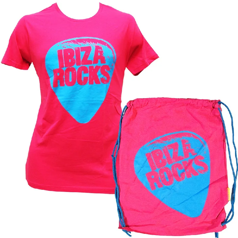 Ibiza Rocks Pink Plectrum T-Shirt with Drawstring Bag Lace Blend Ribbed Blend Corduroy Blend Ibiza Rocks Pink Plectrum T-Shirt with Drawstring Bag Lace Blend Ribbed Blend Corduroy Blend
