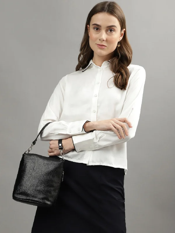 Iconic White Regular Fit Shirt Sequined Glittery Shiny