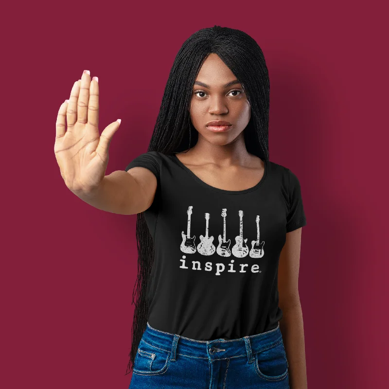 inspire Guitar Women's Short Sleeve T-Shirt Handmade Hand-knitted Hand-woven
