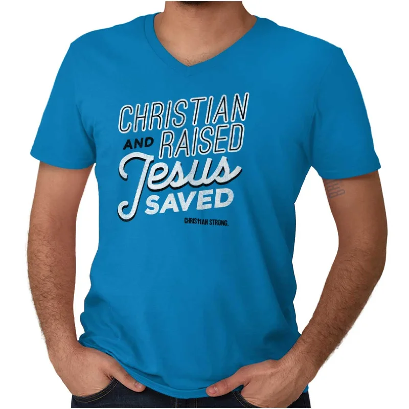 Jesus Saved Me V-Neck T Shirt Hooded Caped Shawl Collar