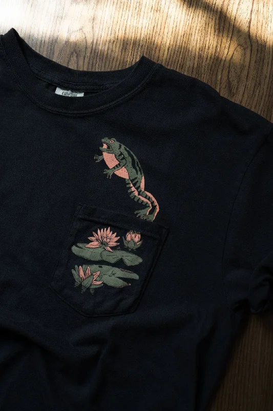 Jumpy (Black) Pocket Tee Basic T-Shirt Crew Neck Short Sleeve