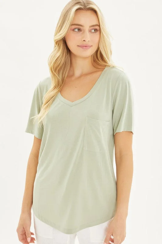 Knit Solid Jersey Basic V-Neck T-Shirt Wool Fabric Cashmere Fabric Tweed Fabric