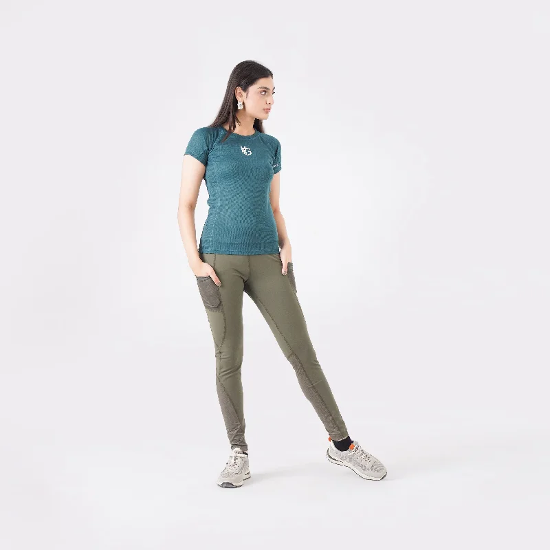 Knockout Mesh T Shirt Women- Green Chenille Blend Fleece Blend Nylon Blend