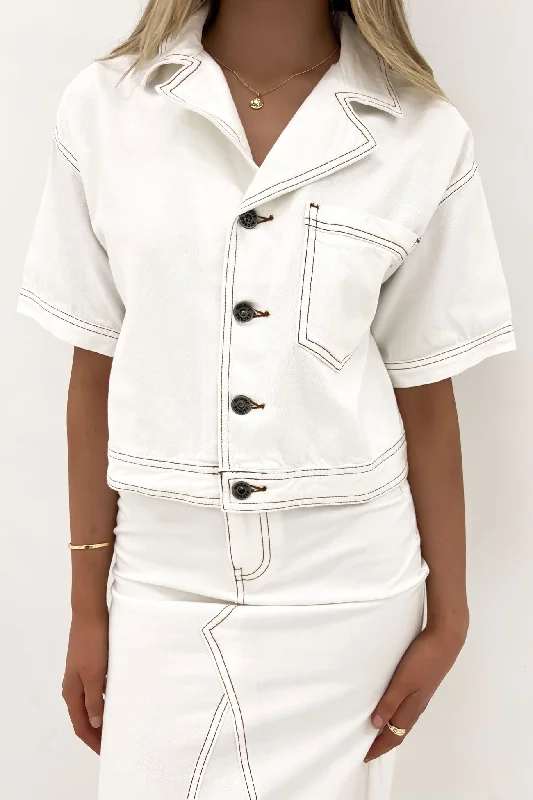 Lana Shirt Vintage White Handmade Hand-knitted Hand-woven