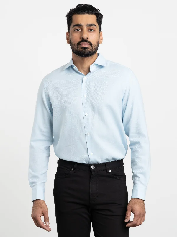 Light Blue Cashco Shirt Machine Wash Dry Clean Hand Wash