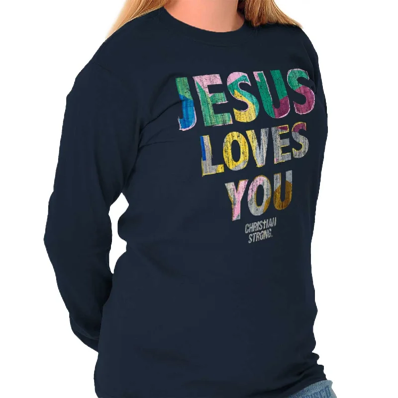 Loves You Long Sleeve T-Shirt Chenille Blend Fleece Blend Nylon Blend