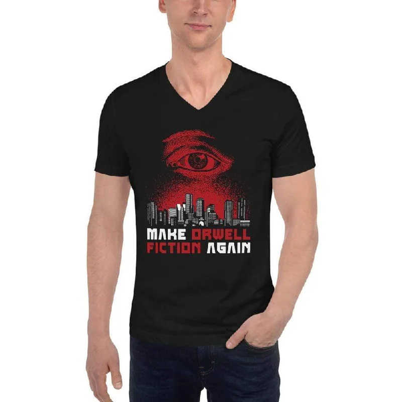 Make Orwell Fiction Again - Dystopian Version - Unisex V-Neck T-Shirt Casual Formal Business Make Orwell Fiction Again - Dystopian Version - Unisex V-Neck T-Shirt Casual Formal Business