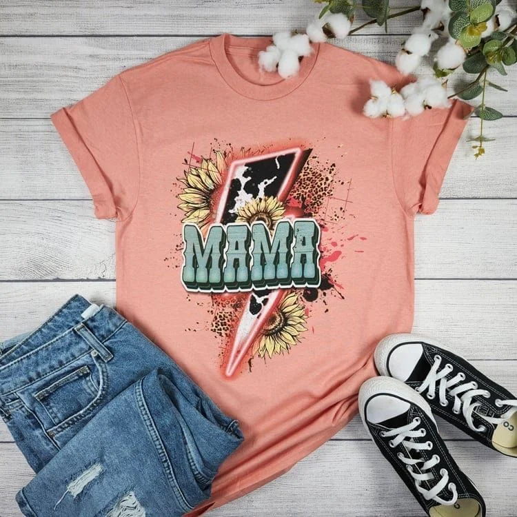 Mama Lightning T-shirt Seamless Knitted Crochet