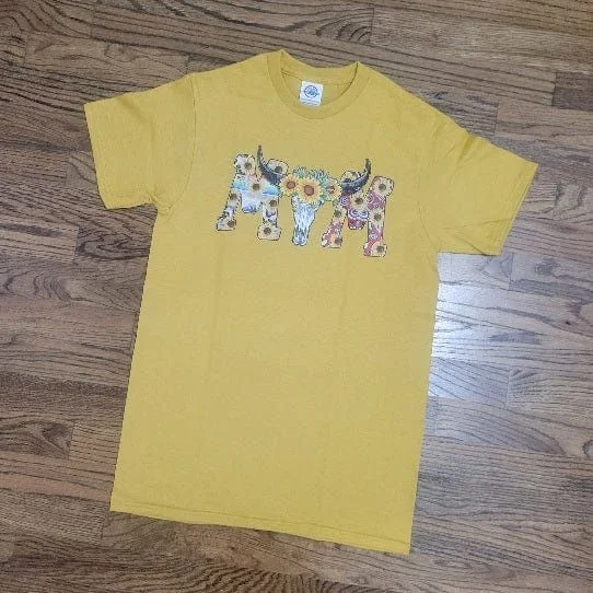 Mom Cowskull Tee Zippered Front Buttoned Front Snap Front