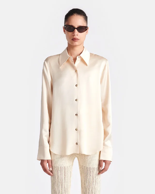 Naum - Slip Satin Shirt - Creme Casual Formal Business
